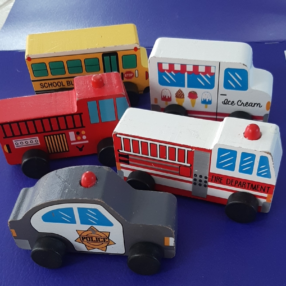 Wooden Toy Emergency & Service Vehicles